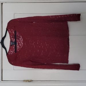 *NWT* Cosmic Aura's Burgundy Lace Long Sleeve Top